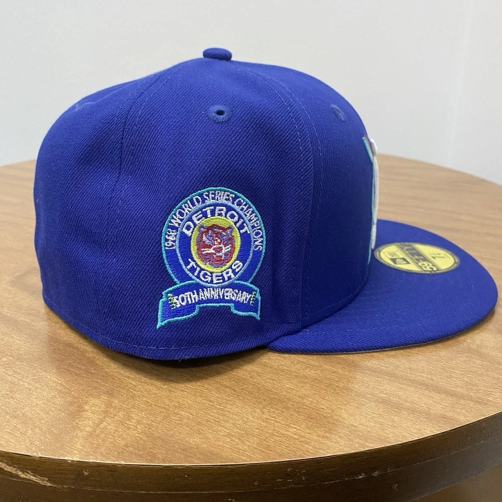 New‎ Era 59FIFTY Detroit Tigers World Series 50th Anniversary Blue Hat 7 1/4